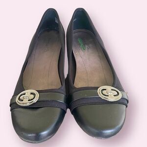 Bare Traps Memory Foam Navy Ballet Flats Capped Toe EUC Sz 9.5 shoes